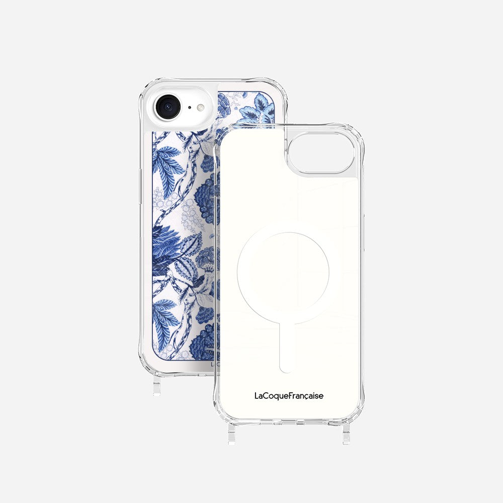 Printed Ring Shell Scarf Blue Flowers