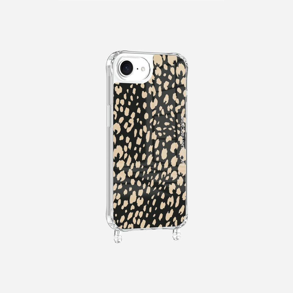 Coque Anneaux Imprimee Leopard Noir Et Beige