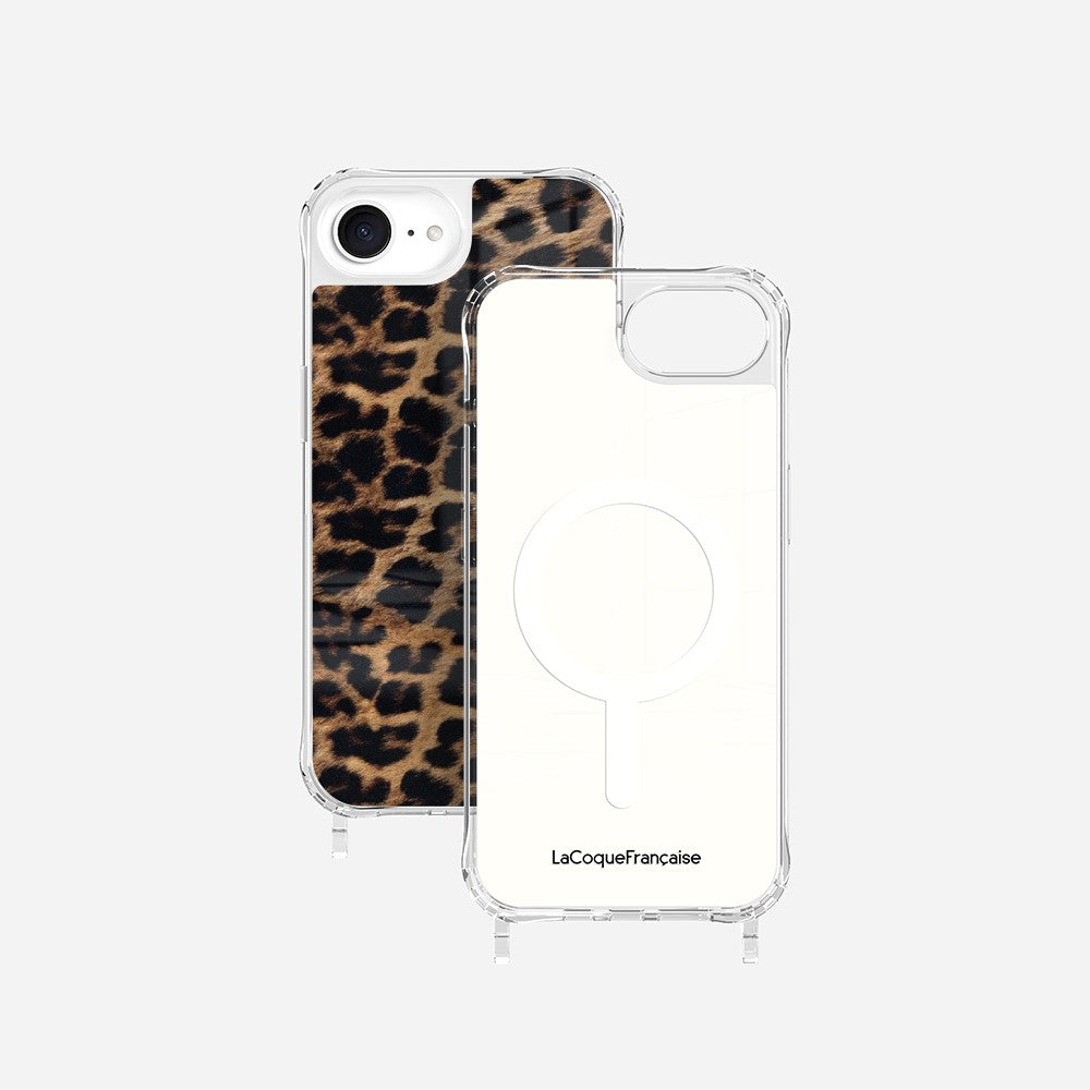 Coque Anneaux Imprimee Leopard Noir Et Brun