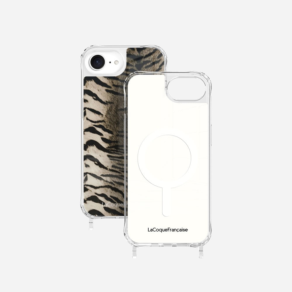 Coque Anneaux Imprimee Zebre Gris