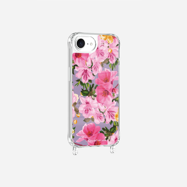 Coque Anneaux Imprimee Fleuri Rose