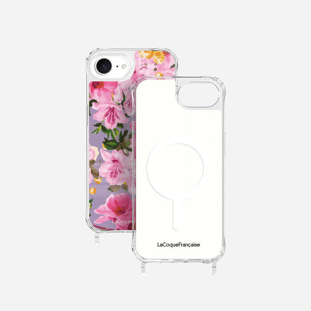 Coque Anneaux Imprimee Fleuri Rose