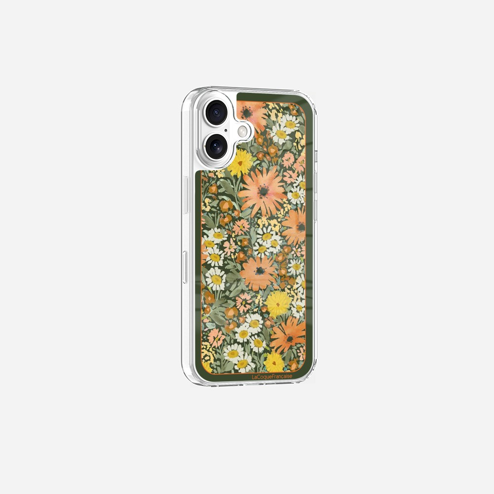 Coque Sans Anneaux Imprimee Foulard Fleurs Oranges
