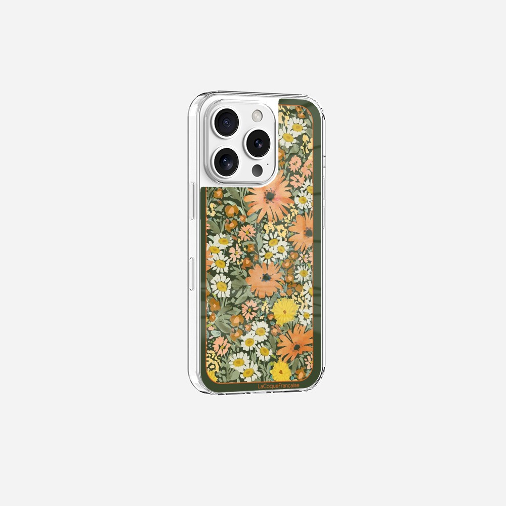Coque Sans Anneaux Imprimee Foulard Fleurs Oranges
