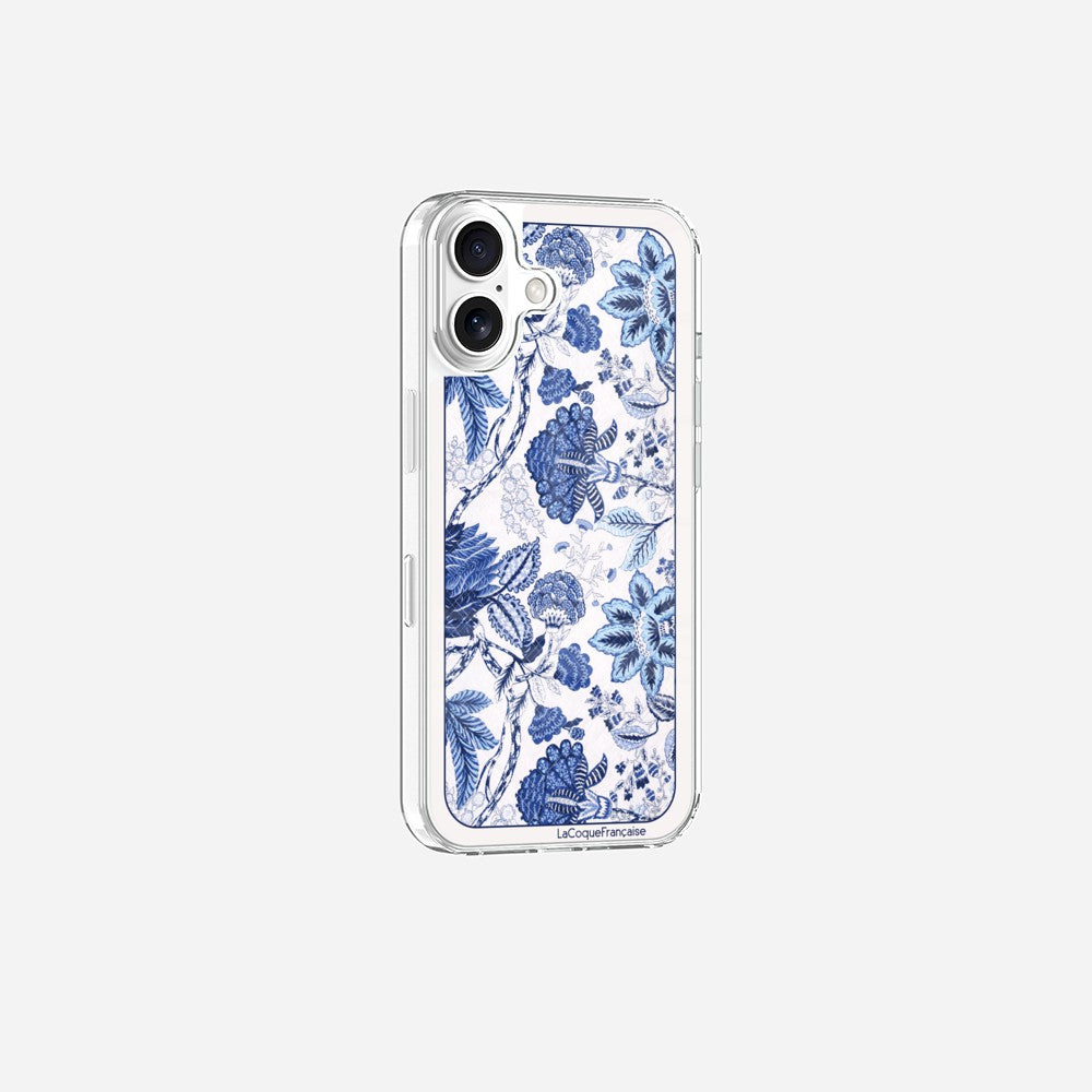 Coque Sans Anneaux Imprimee Foulard Fleurs Bleues