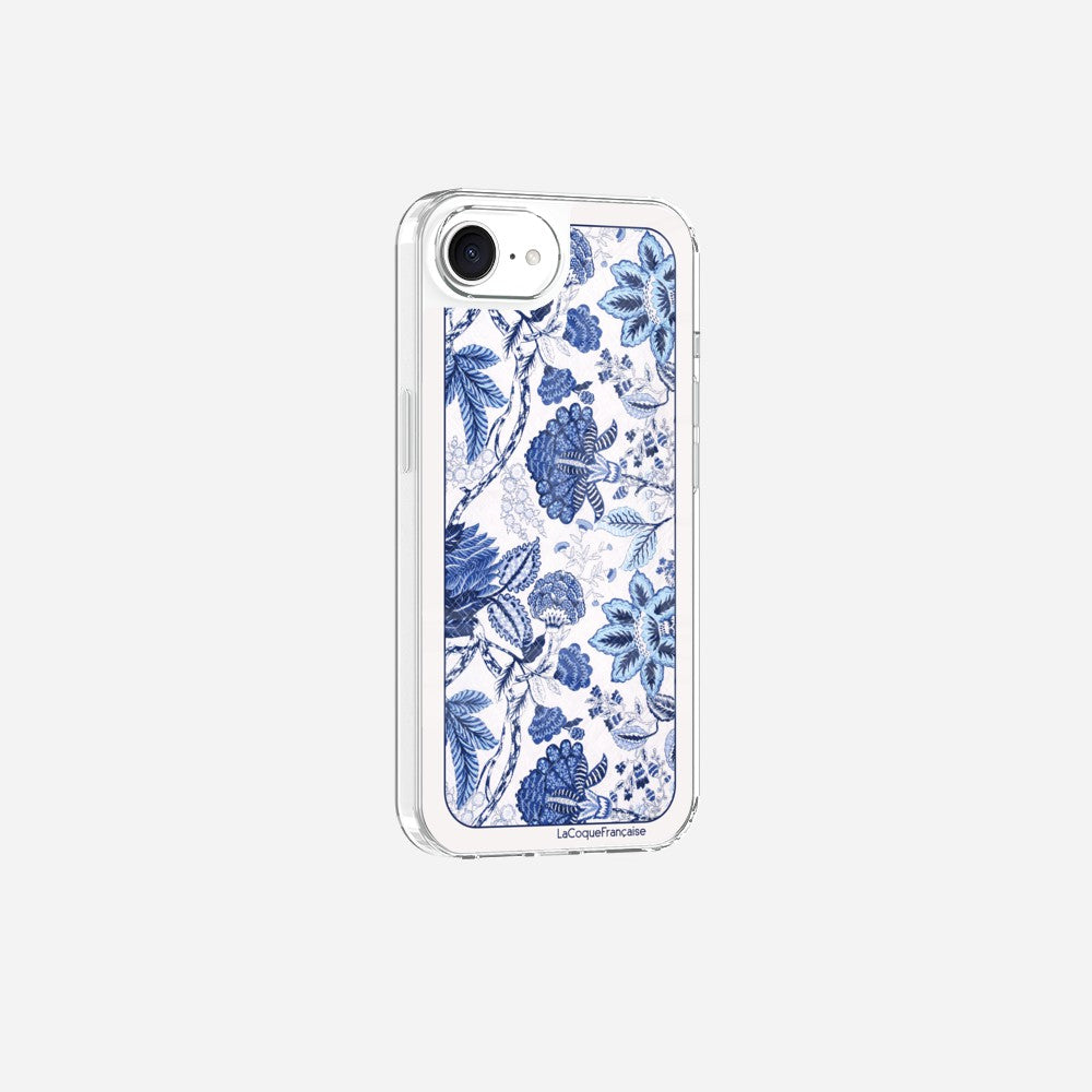 Coque Sans Anneaux Imprimee Foulard Fleurs Bleues