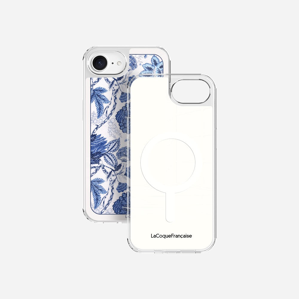 Coque Sans Anneaux Imprimee Foulard Fleurs Bleues