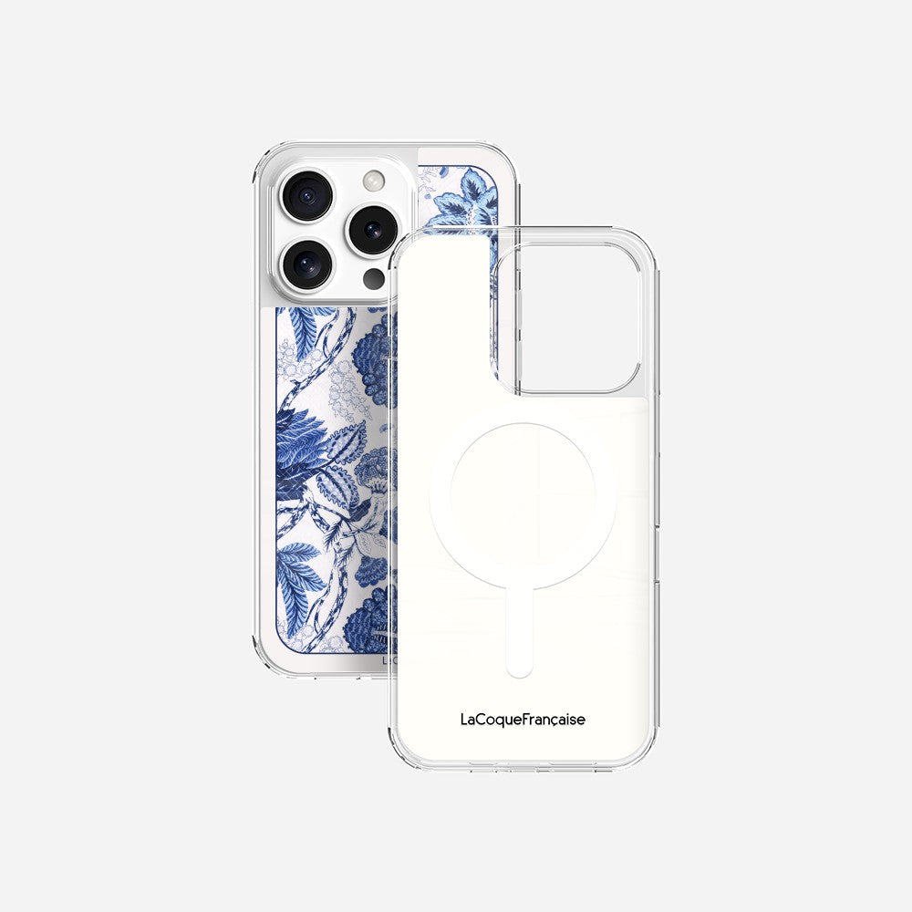 Coque Sans Anneaux Imprimee Foulard Fleurs Bleues