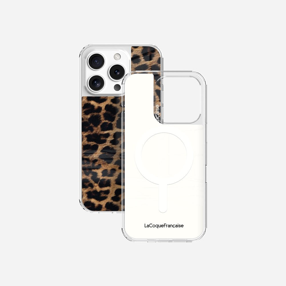 Coque Sans Anneaux Imprimee Leopard Noir Et Brun