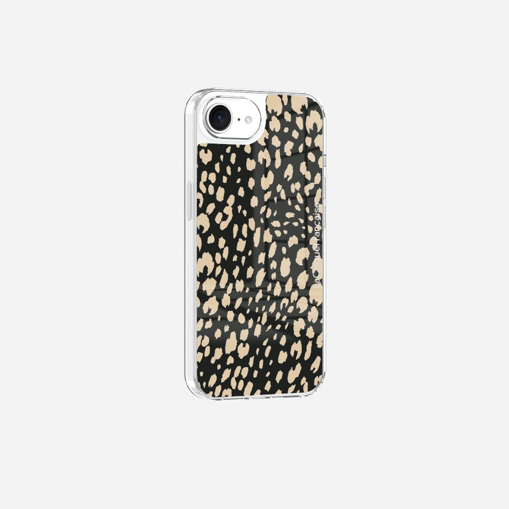 Coque Sans Anneaux Imprimee Leopard Noir Et Beige