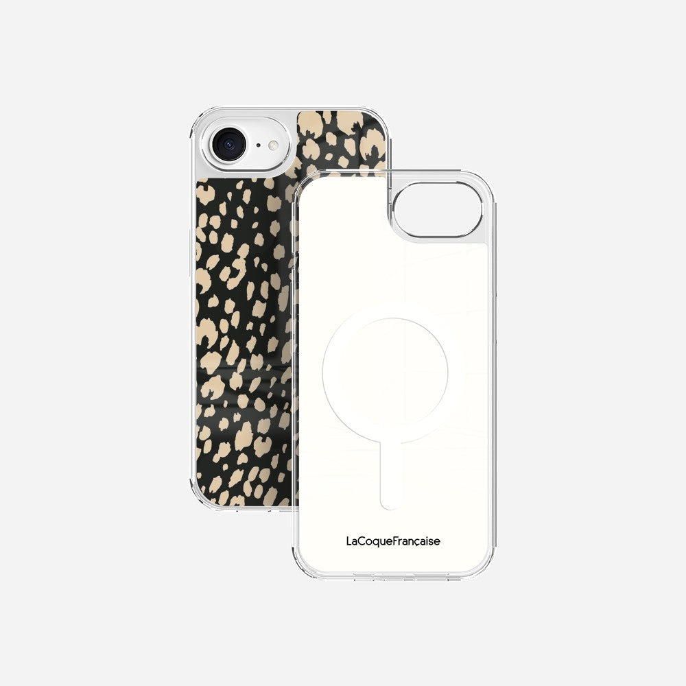 Coque Sans Anneaux Imprimee Leopard Noir Et Beige