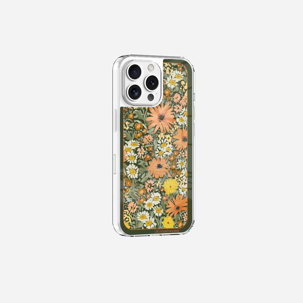 Coque Sans Anneaux Imprimee Foulard Fleurs Oranges