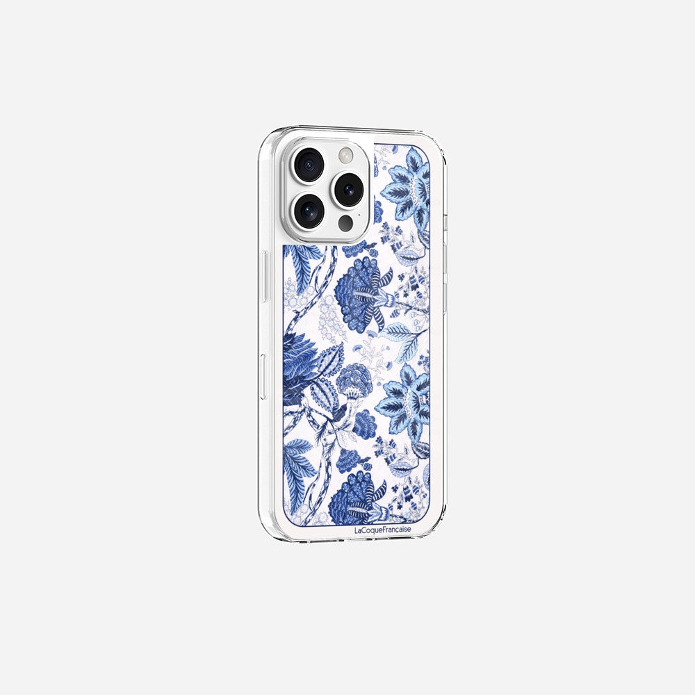 Coque Sans Anneaux Imprimee Foulard Fleurs Bleues