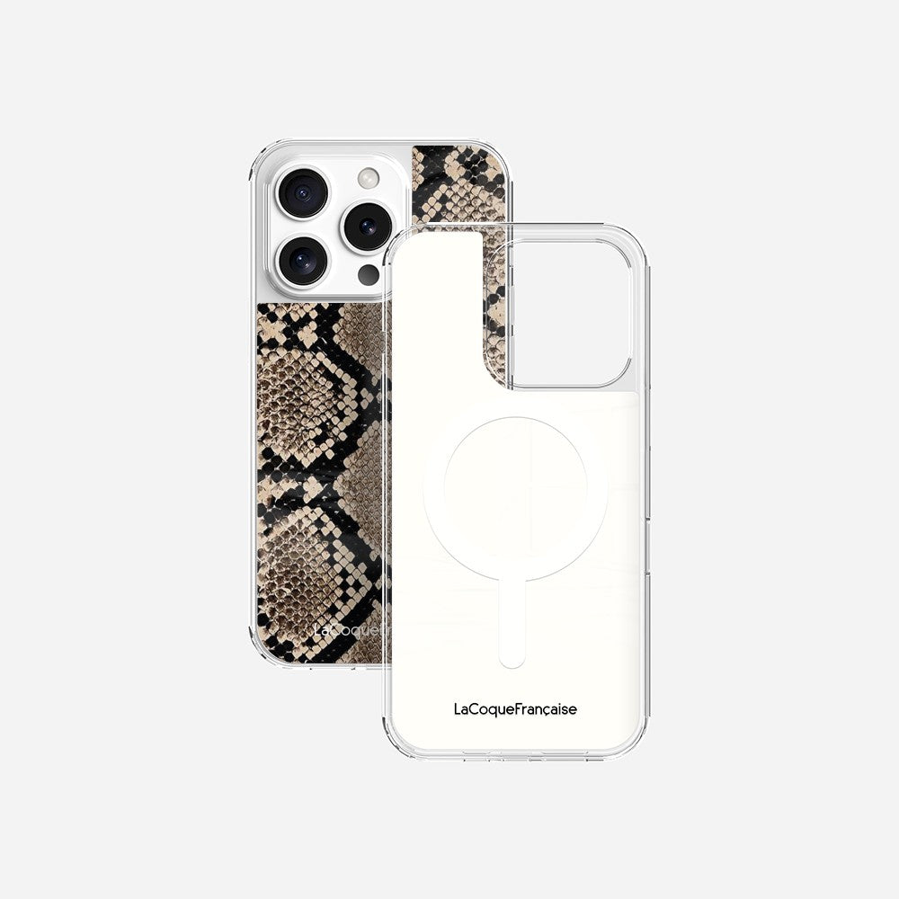 Coque Sans Anneaux Imprimee Python Beige