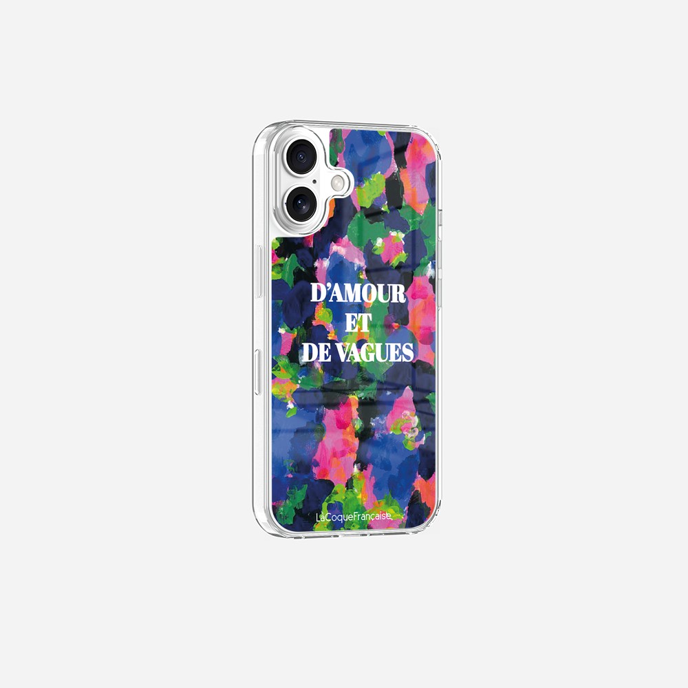 Coque Sans Anneaux Imprimee D'amour Et De Vagues Bleu