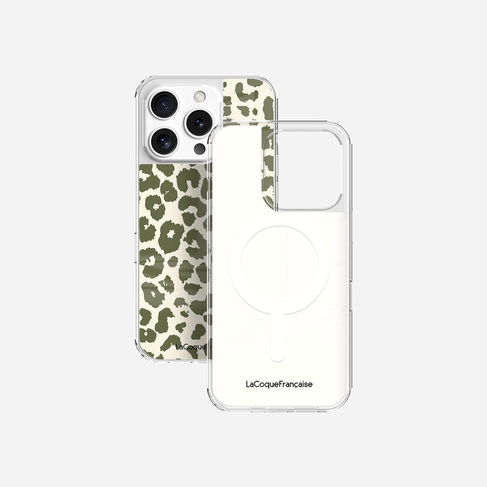 Coque Sans Anneaux Imprimee Leopard Kaki