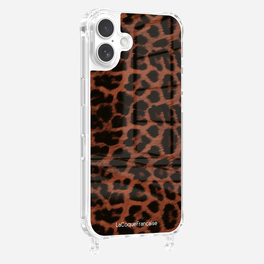 Coque Anneaux Imprimee Leopard Terracotta Et Noir - 9