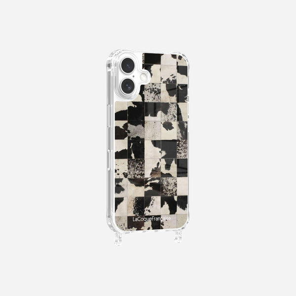 Coque Anneaux Imprimee Mosaique Vache Noir