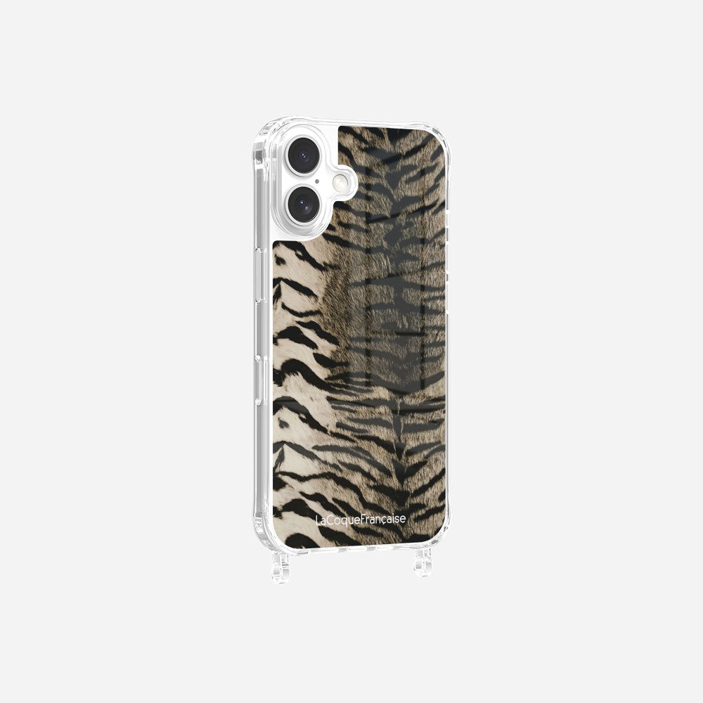 Coque Anneaux Imprimee Zebre Gris
