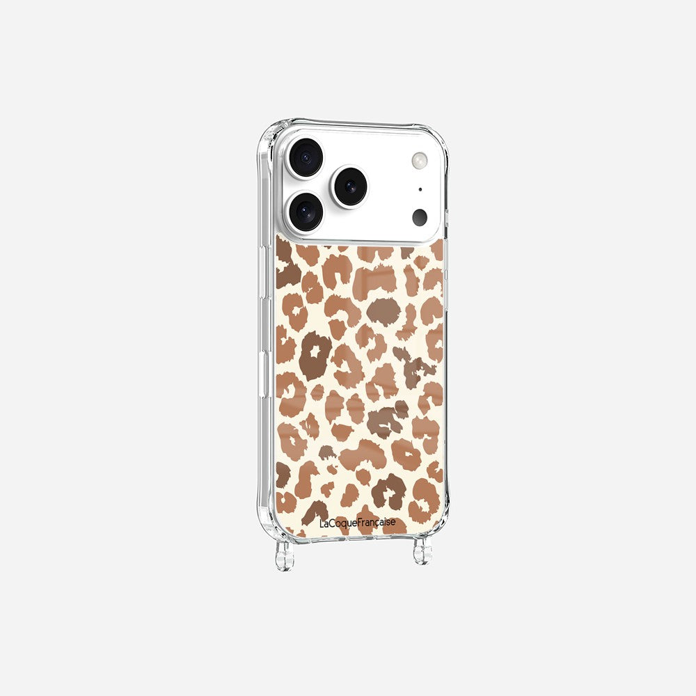 Coque Anneaux Imprimee Leopard Marron
