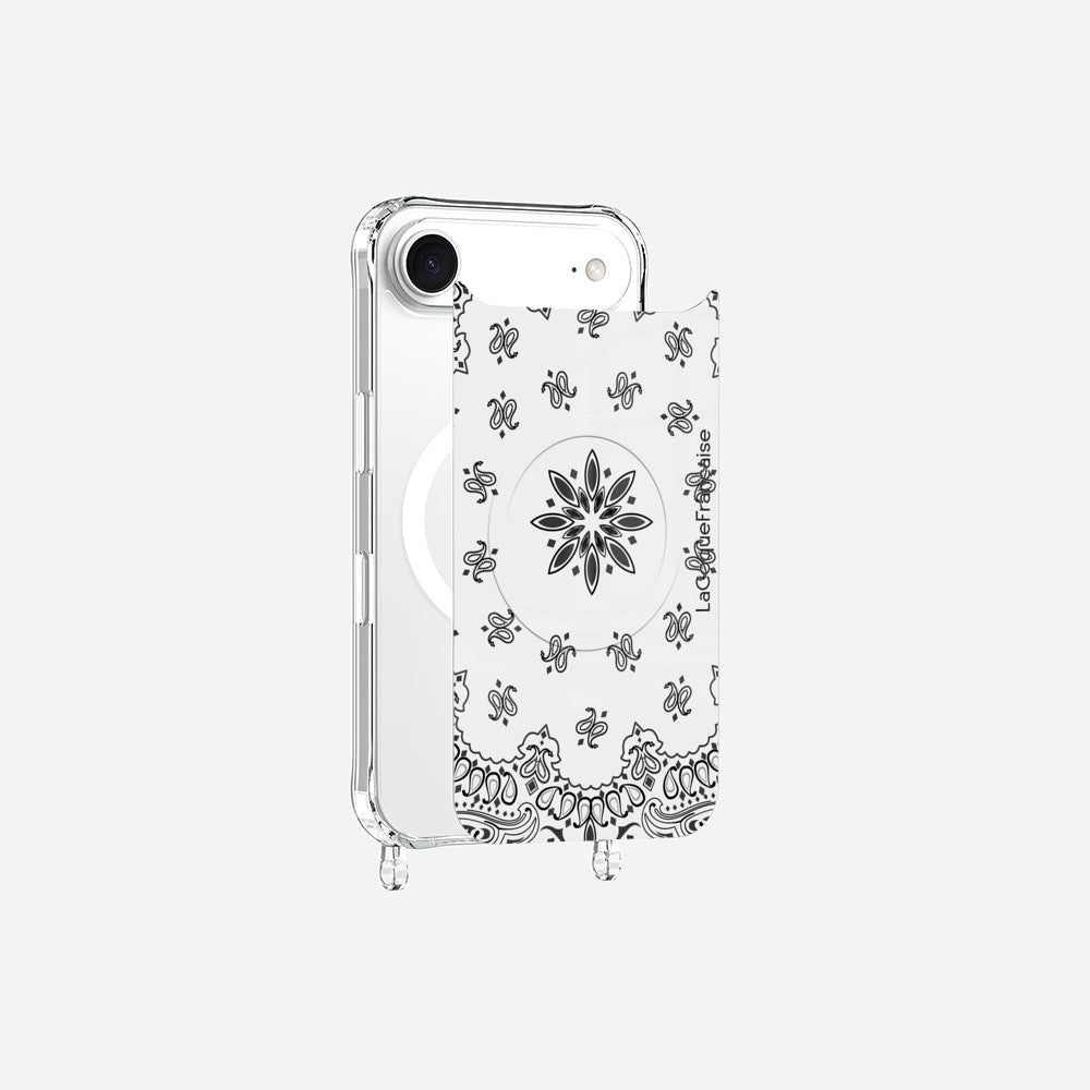 Coque Anneaux Magnetique Imprimee Bandana Blanc Noir