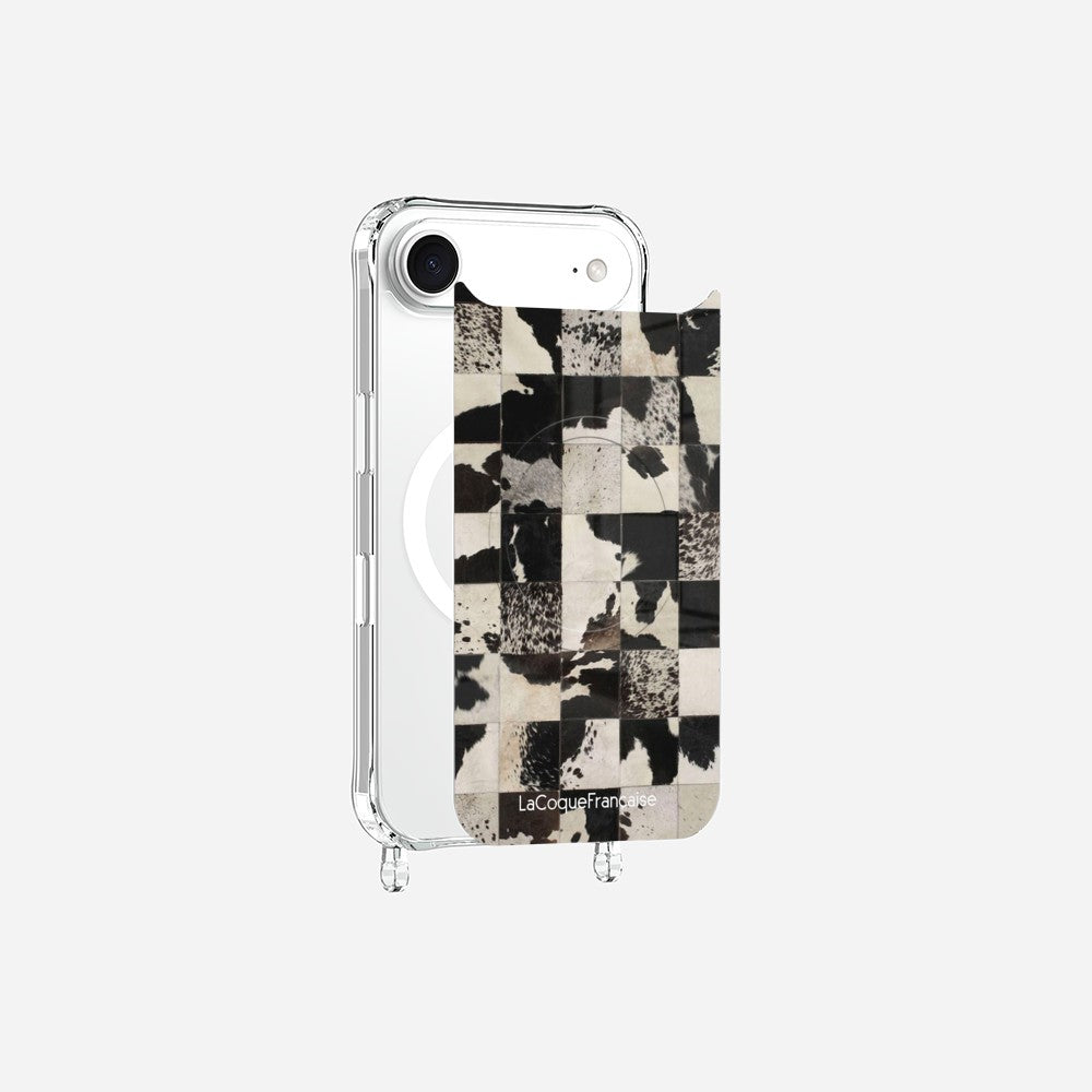 Coque Anneaux Magnetique Imprimee Mosaique Vache Noir