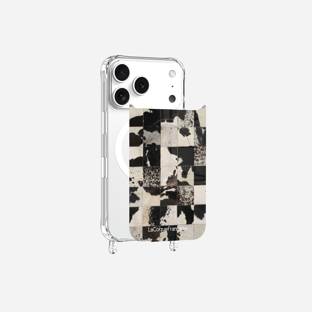 Coque Anneaux Magnetique Imprimee Mosaique Vache Noir