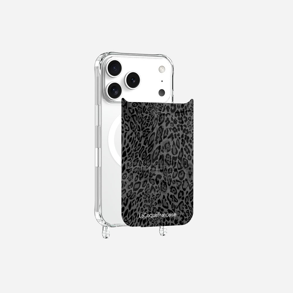 Coque Anneaux Magnetique Imprimee Leopard Gris Gris