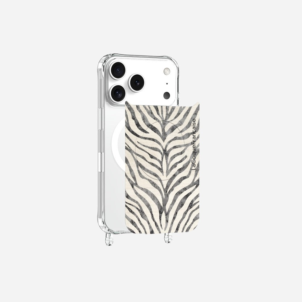 Coque Anneaux Magnetique Imprimee Zebre Noir Noir