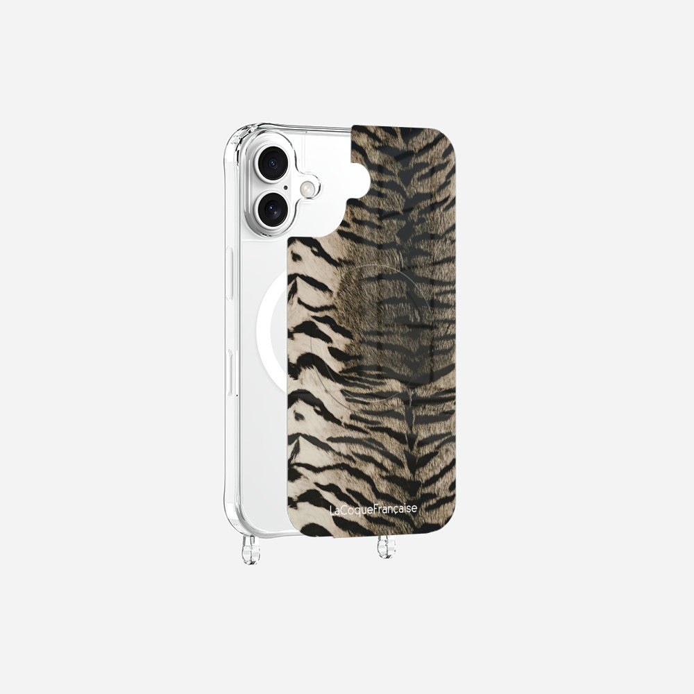 Coque Anneaux Magnetique Imprimee Zebre Gris Gris