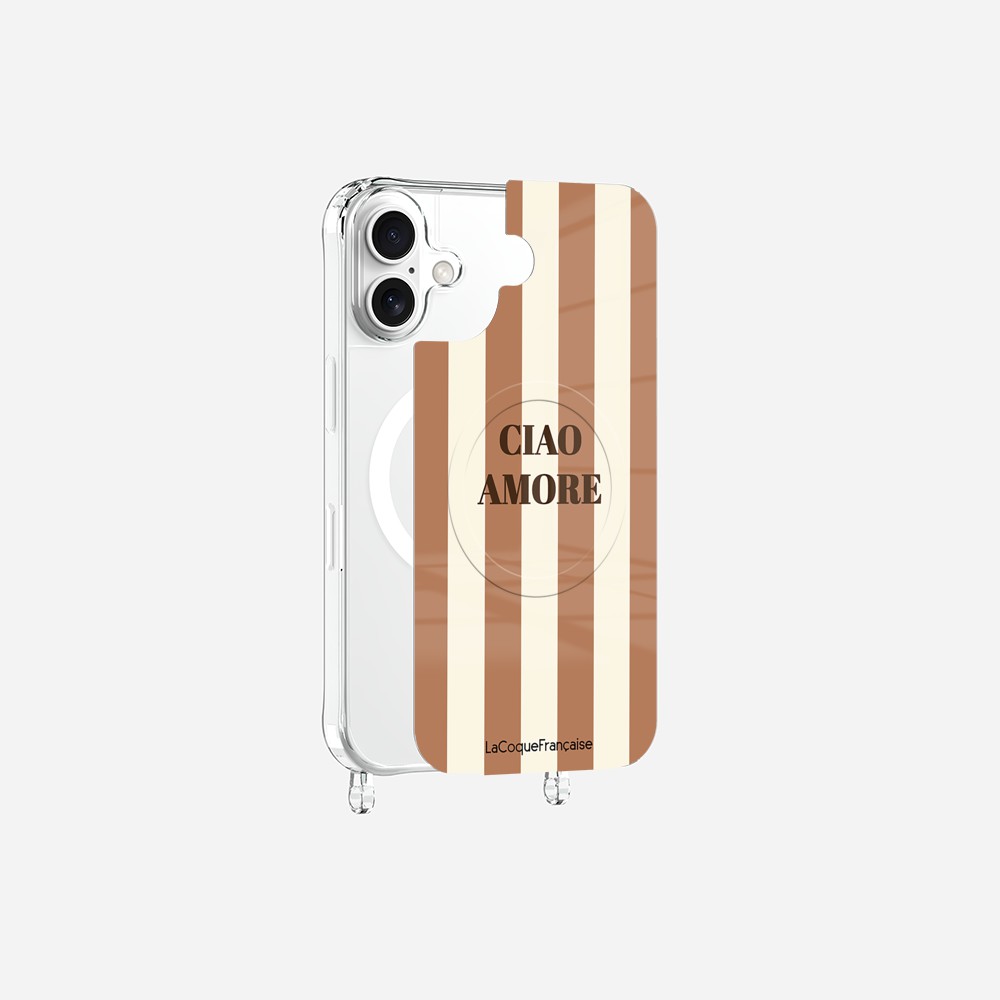 Coque Anneaux Magnetique Imprimee Ciao Amore Beige Beige