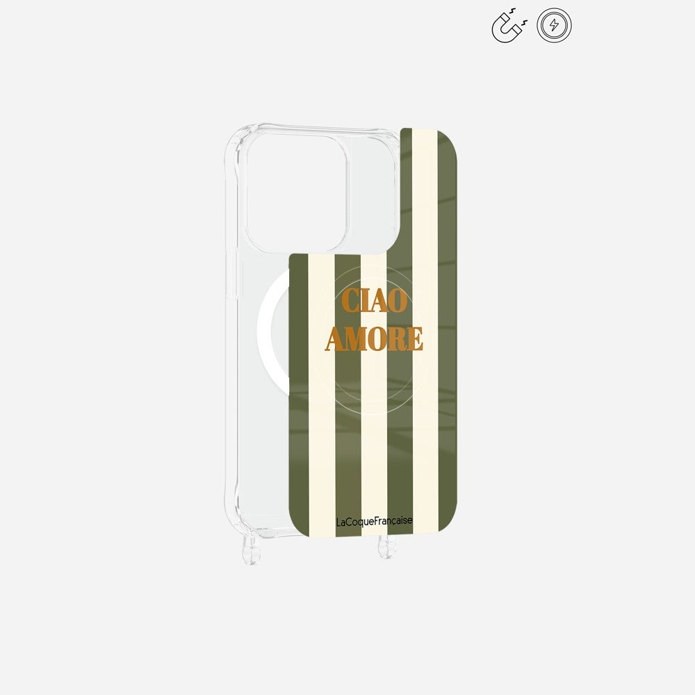 Plaque Imprimee Magnetique iPhone 15 Pro Kaki 6.1 Pouces