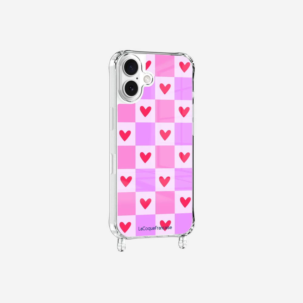 Coque Anneaux Imprimee Coeur Carreau