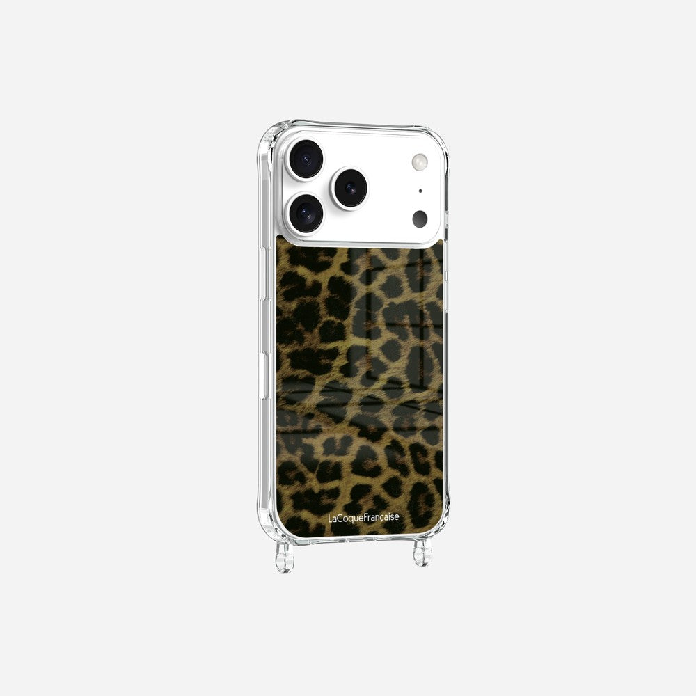 Coque Anneaux Imprimee Leopard Kaki Et Noir