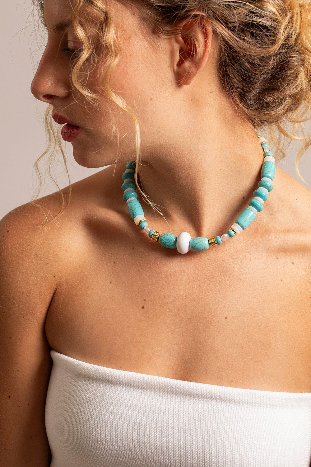 Chaine Courte Cleo Turquoise 40 cm