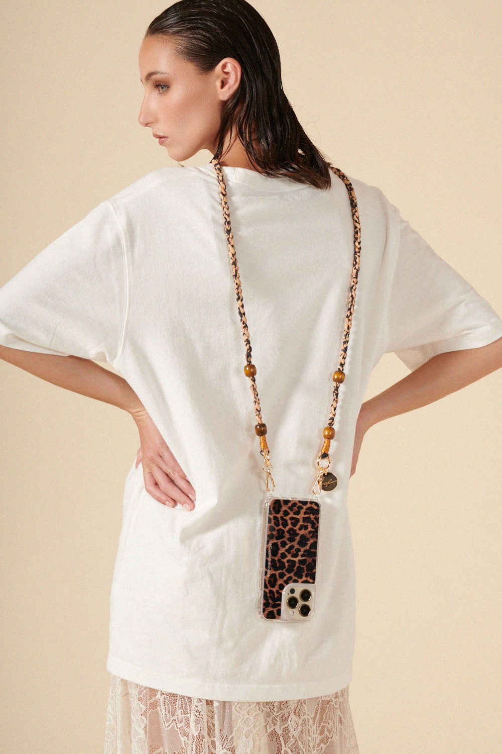 Chaine Longue Leo Marron 120 cm