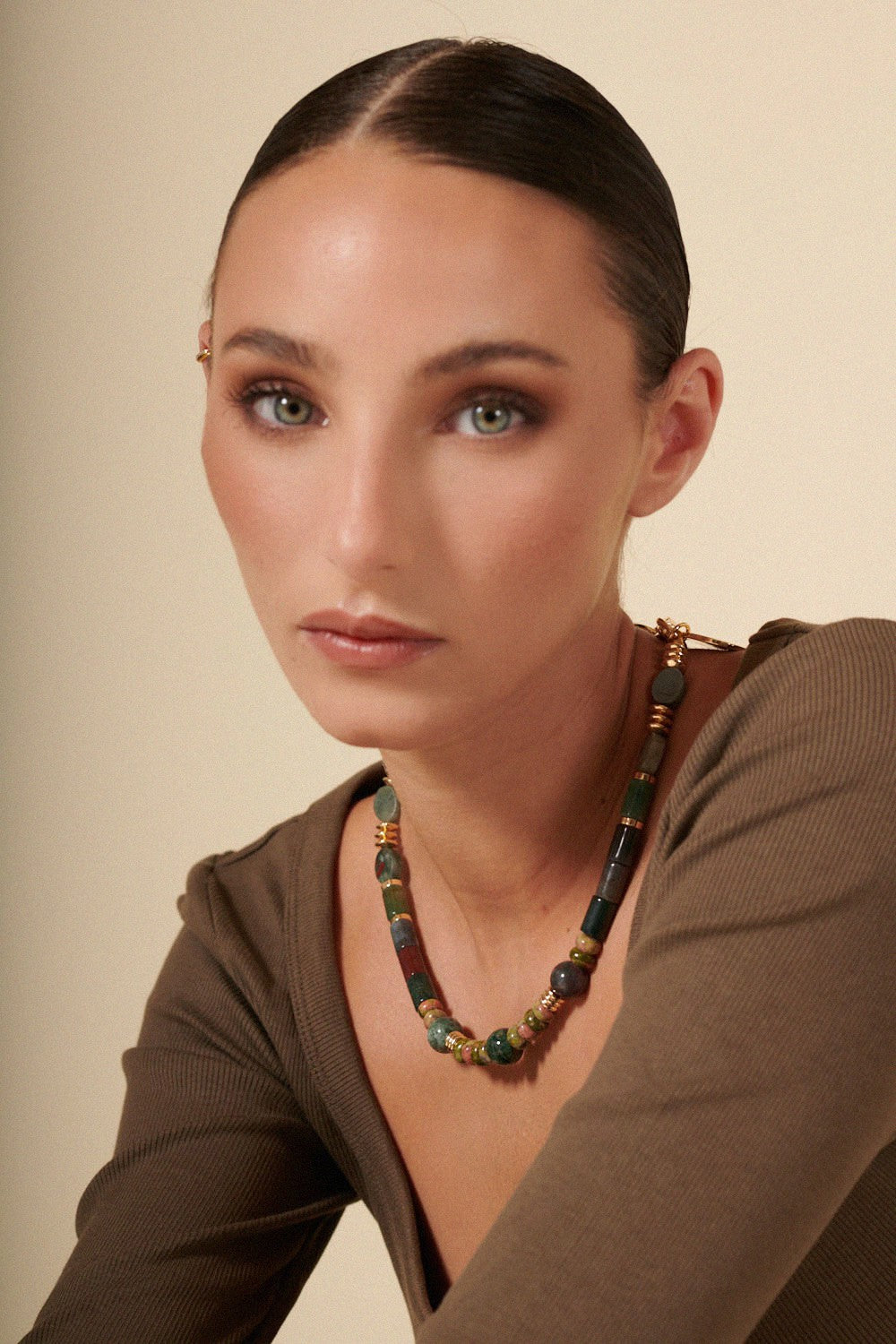 Jewelry Green Jade Necklace 40 cm