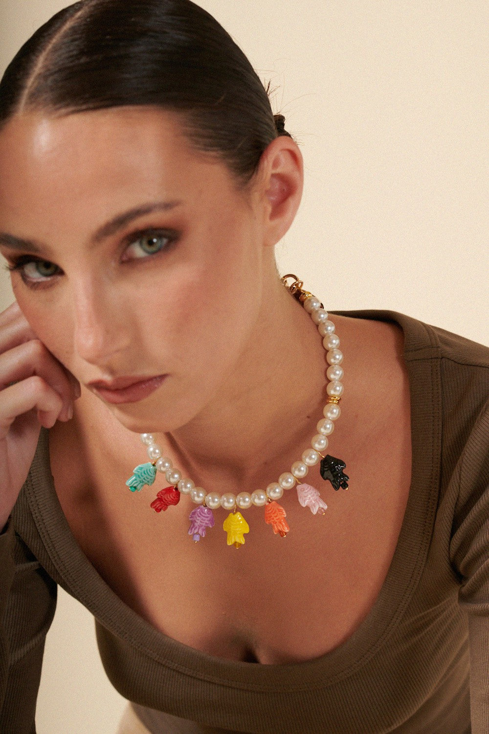 Chaine Courte Doris Blanc 40 cm