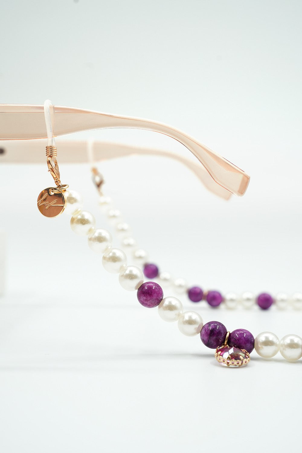 Jewelry Sola White Purple Eyeglass Chain 72 cm