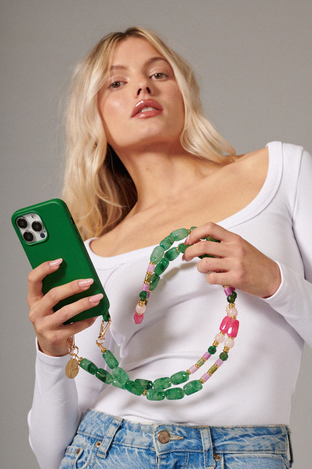 Chaine Longue Divya Vert 120 cm