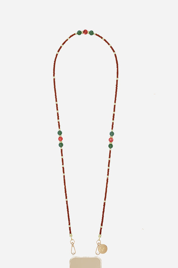 Chaine Longue Iris perles Marrons 120 cm