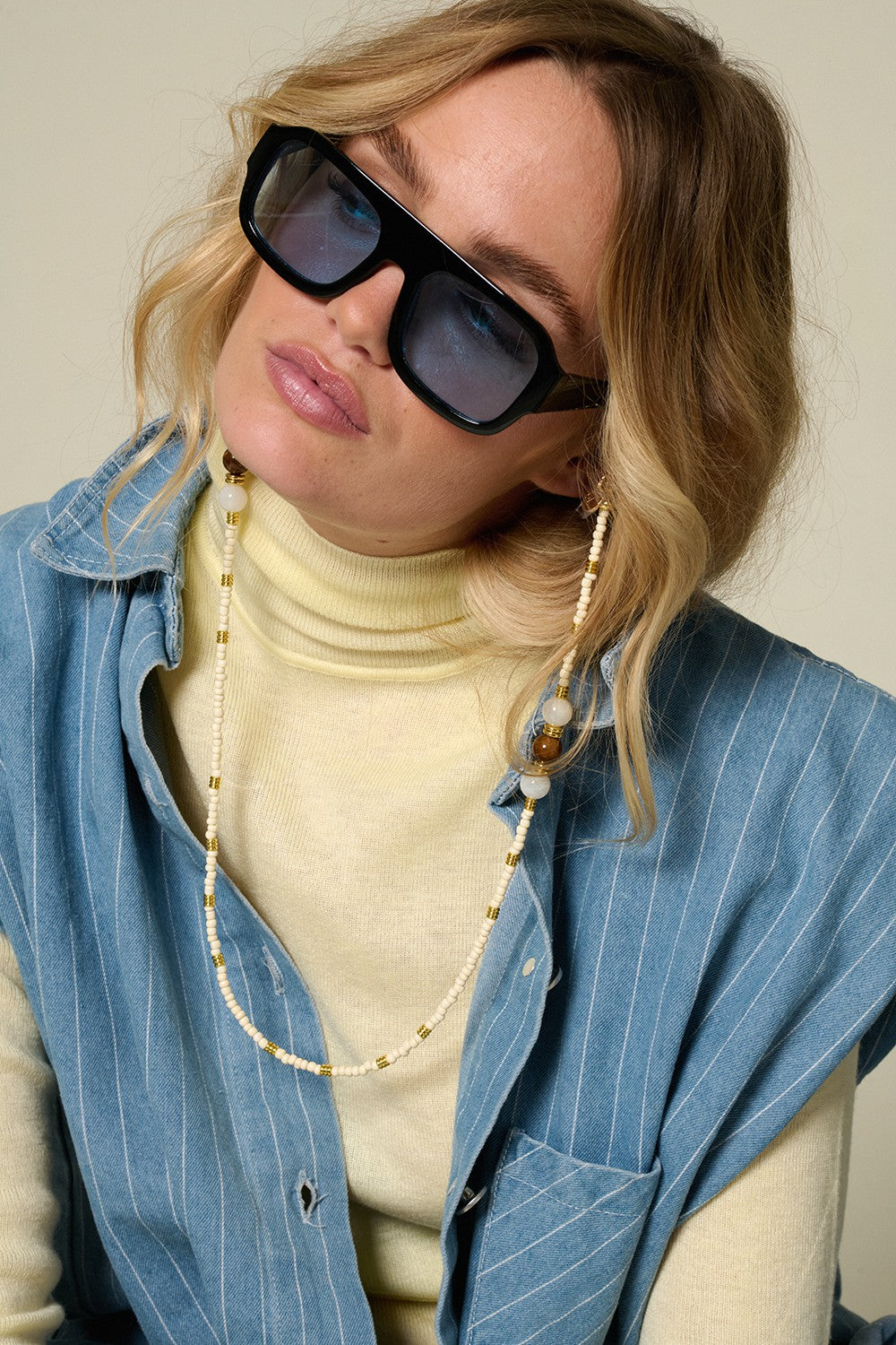 Jewelry Eyeglass Chain Iris Beige 72 cm