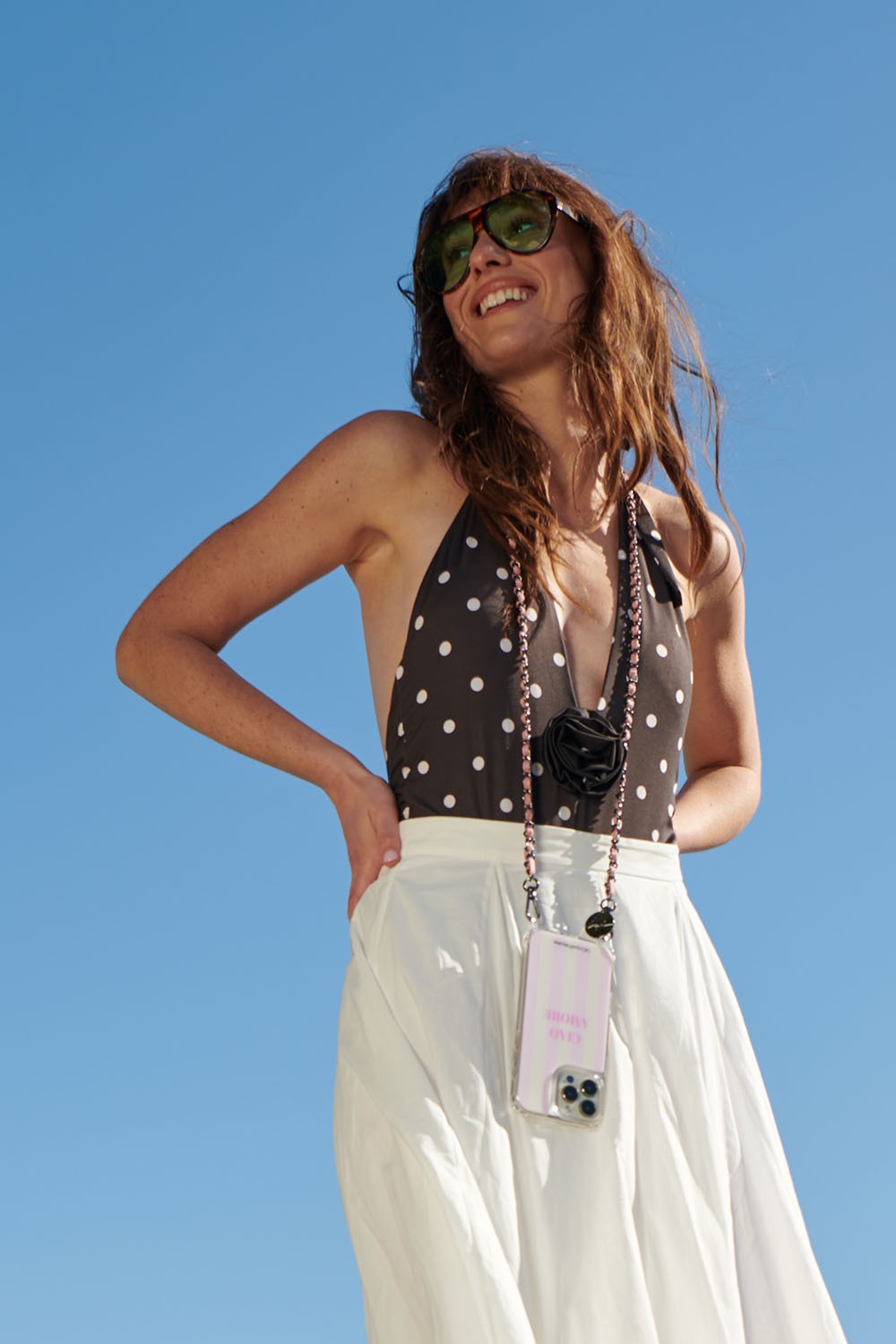 Chaine Longue Cali Rose 120 cm