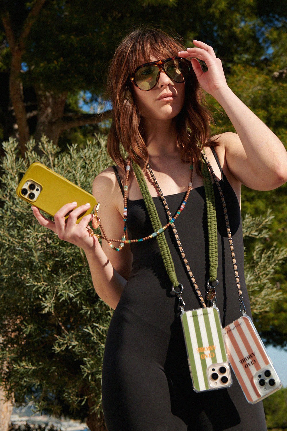 Chaine Longue Cali Marron 120 cm