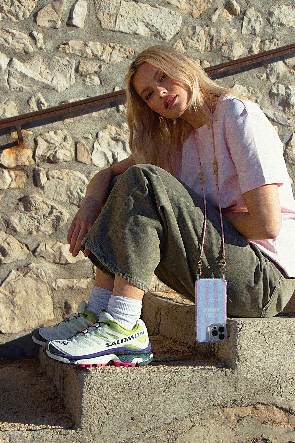 Chaine Longue Iris Rose 120 cm