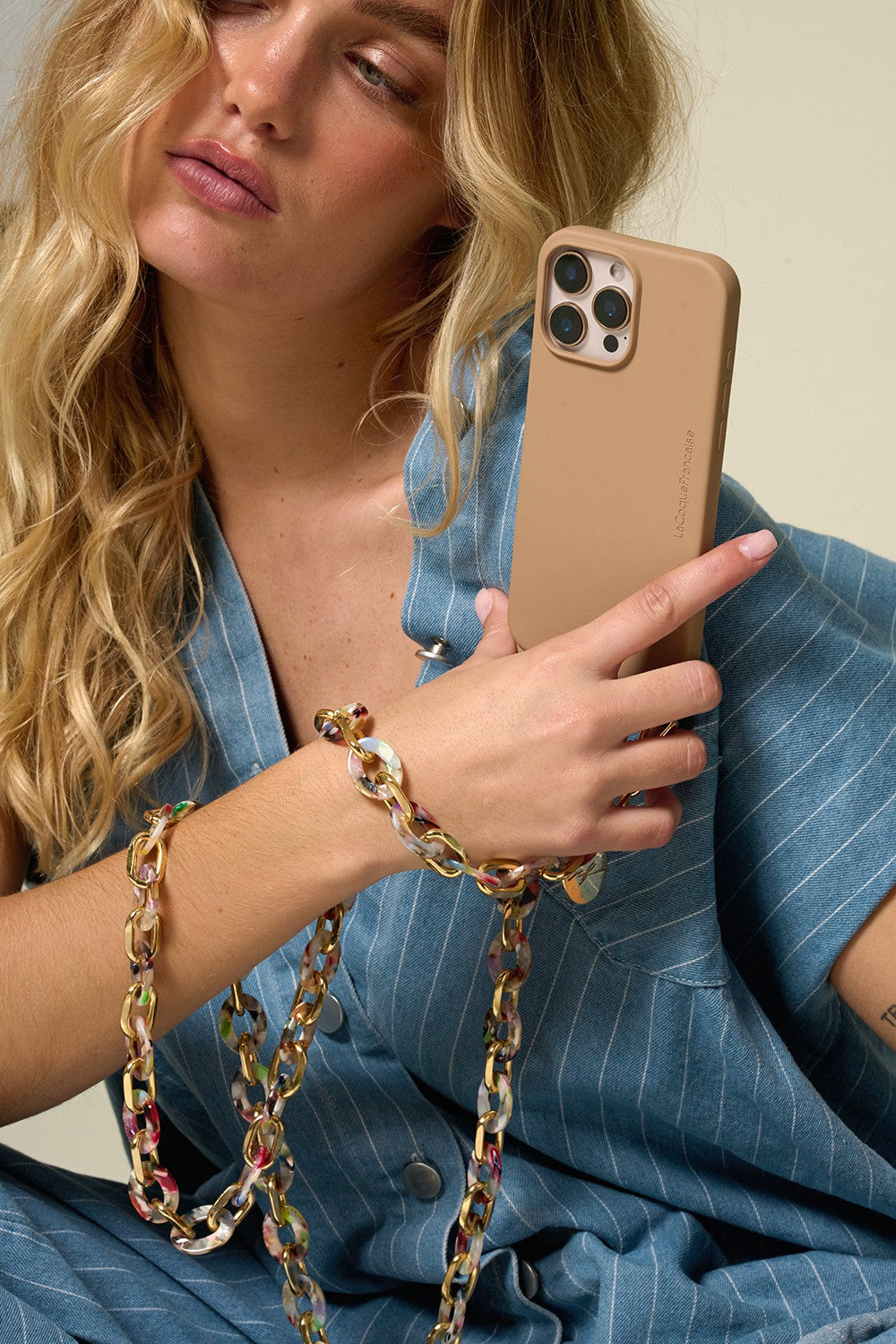 Chaine Longue Cassy Ecaille 120 cm