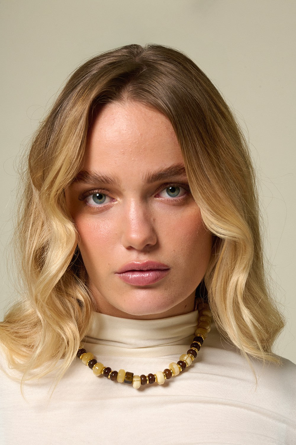 Bijoux Collier Savanah Beige 40 cm