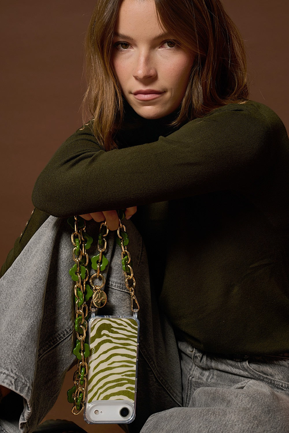 Chaine Longue Cassy Kaki 120 cm