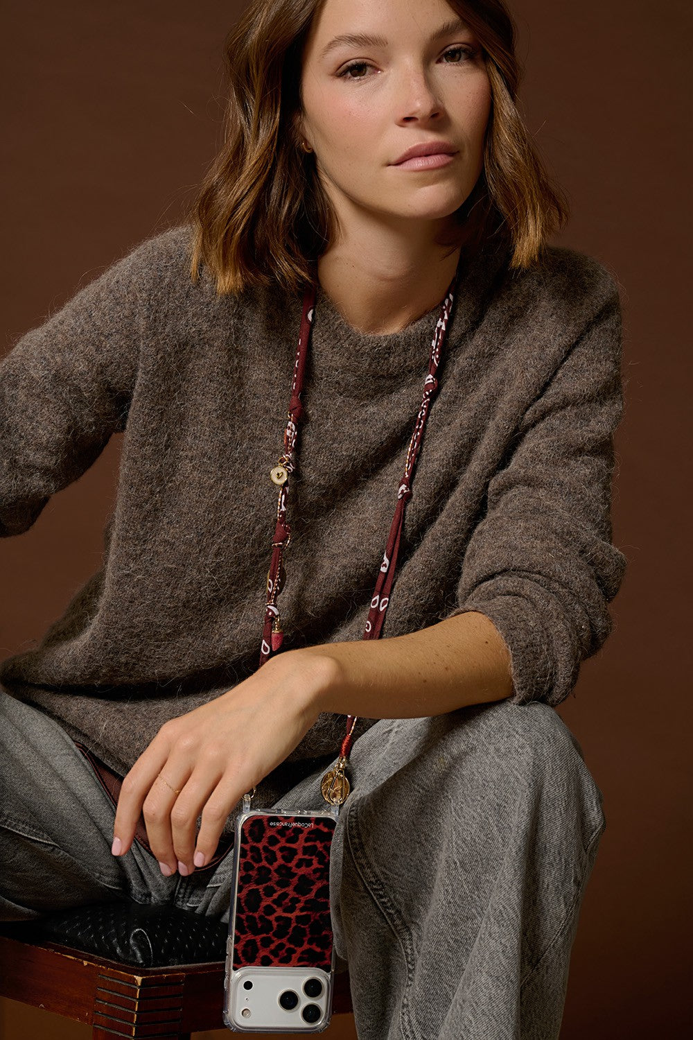 Chaine Longue Laia Brun 120 cm