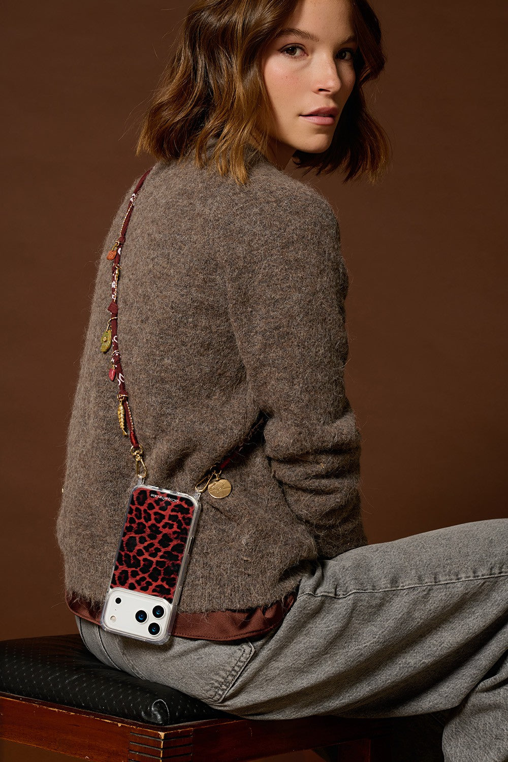 Chaine Longue Laia Brun 120 cm